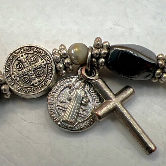 Stainless Steel Cross Necklace & Saint Benedict Bracelet.  B90 - Picture 14 of 16